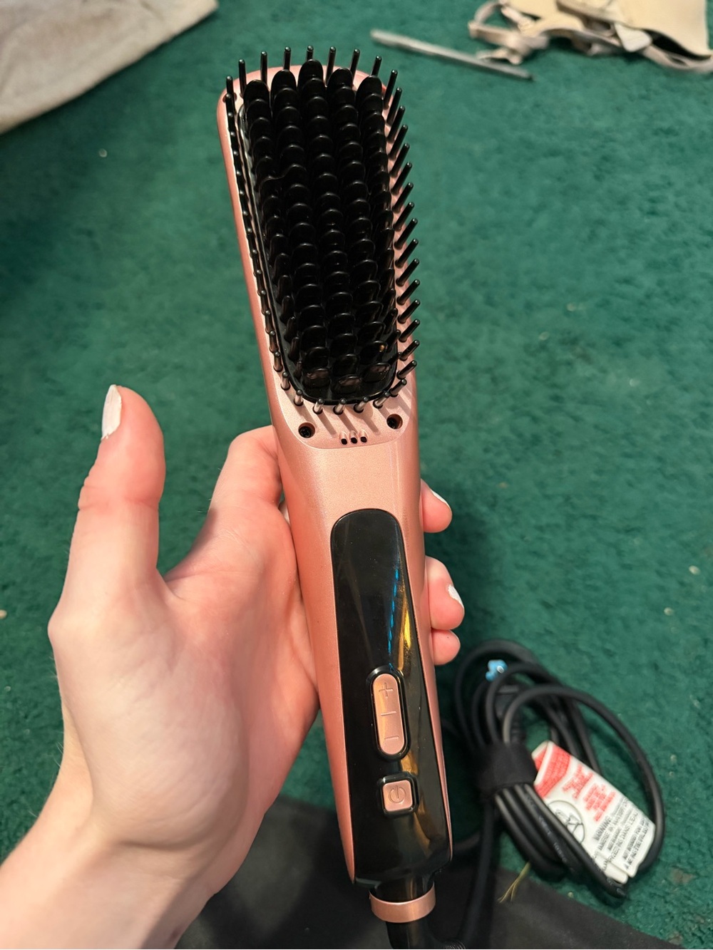 Rose Gold Electric Hair Straightening Brush - Women Hair